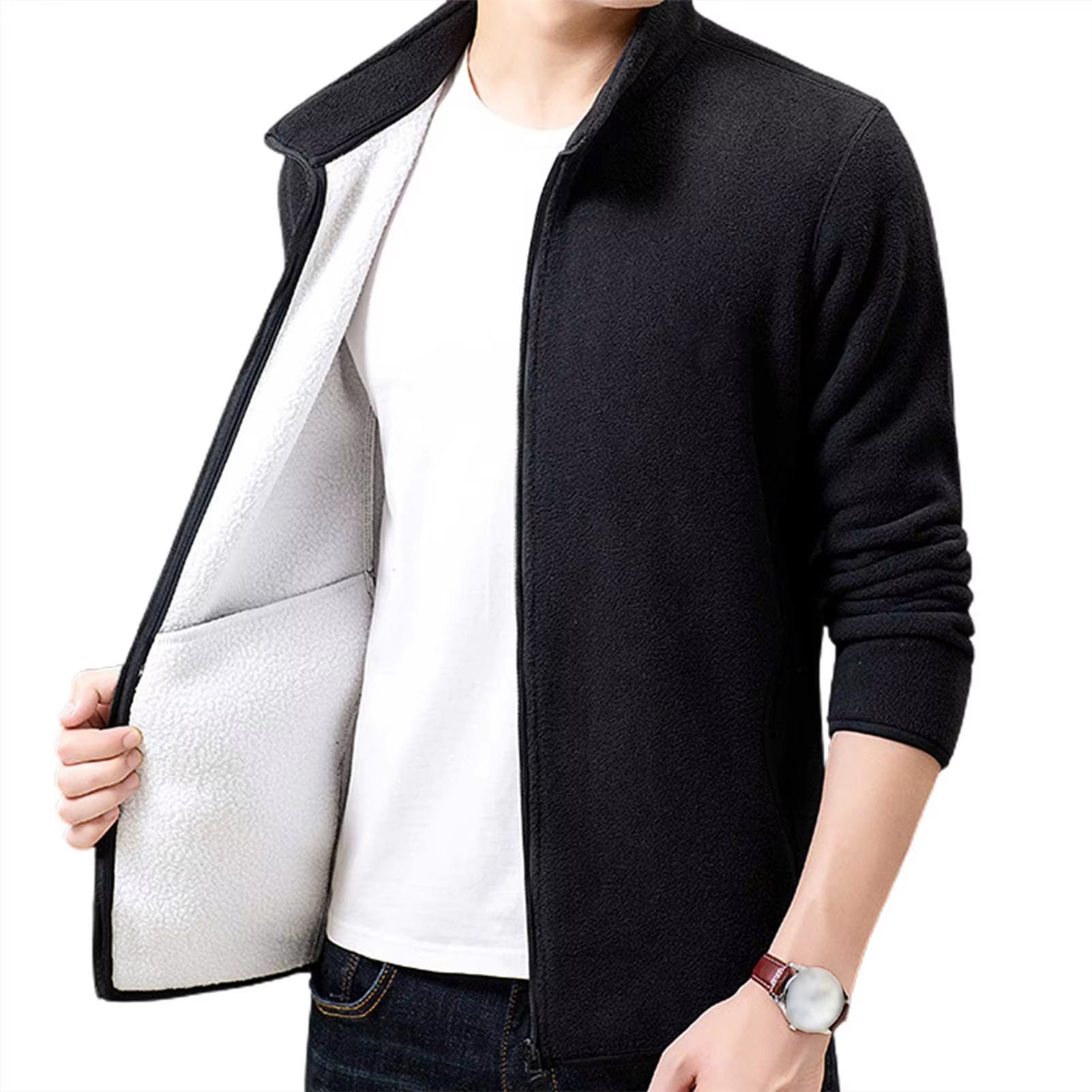 2020 New Fashion Thick Velvet Wind Breaker Fleece Jackets Mens Autumn Winter Trend Overcoat Slim-Fit Casual Coat Men Clothing
