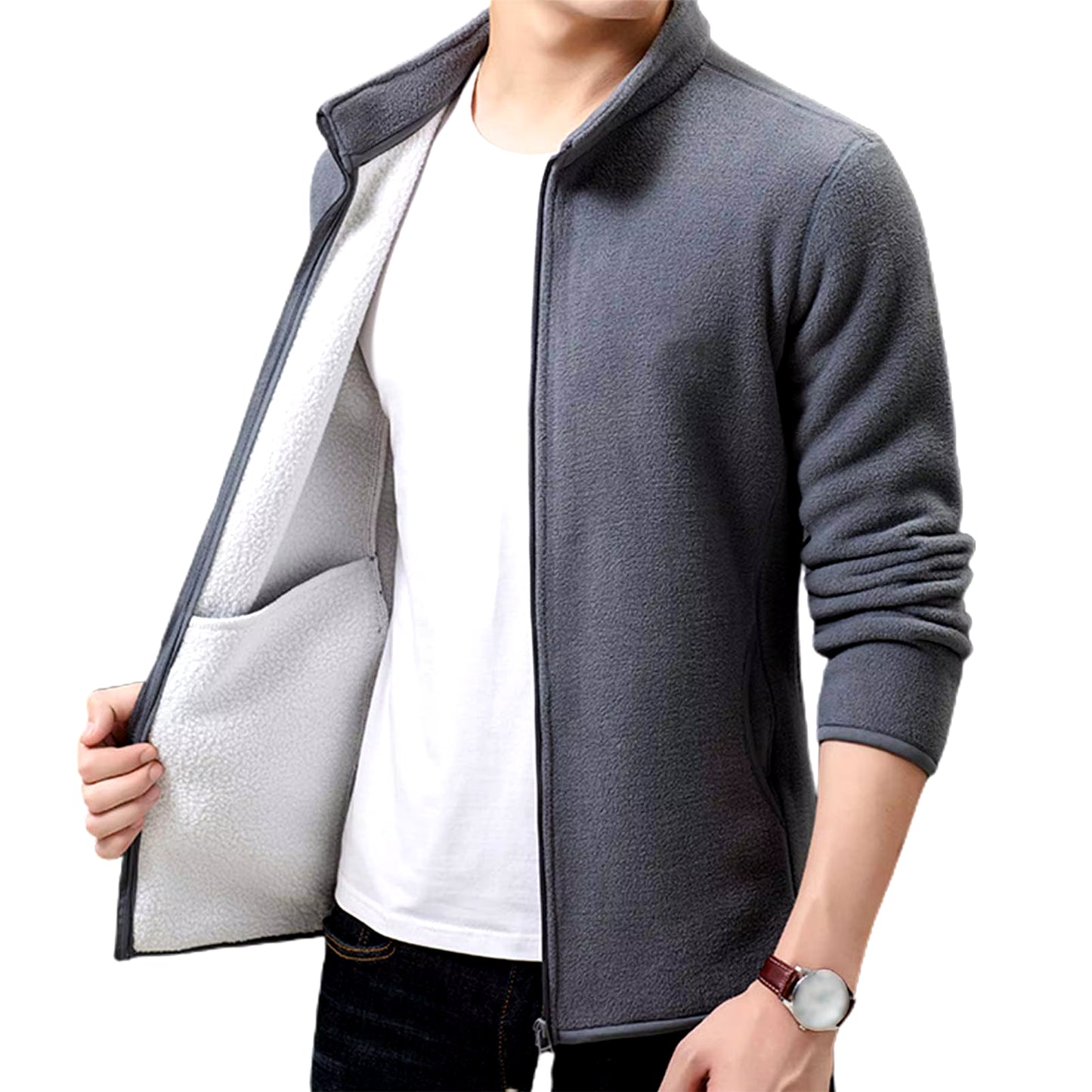2020 New Fashion Thick Velvet Wind Breaker Fleece Jackets Mens Autumn Winter Trend Overcoat Slim-Fit Casual Coat Men Clothing